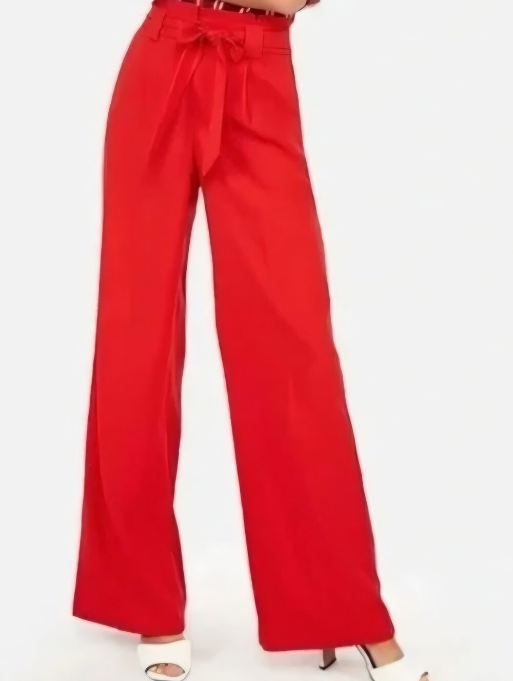 Express Red Wide Leg High Rise Tie Waist Pants NWT Size S